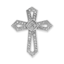 Load image into Gallery viewer, ITI NYC Passion Cross Pendant with Cubic Zirconia in Sterling Silver
