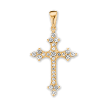 Load image into Gallery viewer, ITI NYC Trinity Cross Pendant with Cubic Zirconia in Sterling Silver