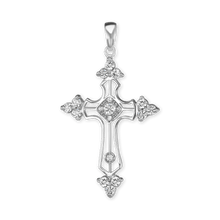 Load image into Gallery viewer, ITI NYC Trinity Cross Pendant with Cubic Zirconia in Sterling Silver