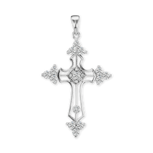 Load image into Gallery viewer, ITI NYC Trinity Cross Pendant with Cubic Zirconia in Sterling Silver