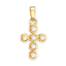 Load image into Gallery viewer, 14K Gold Contemporary Bezel Set Classic Cross 6 Stone Pendant Mounting (20 x 10 mm)