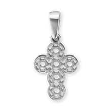Load image into Gallery viewer, 14K Gold Contemporary Filigree Cross 6 Stone Pendant Mounting (20 x 10 mm)