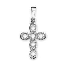 Load image into Gallery viewer, 14K Gold Contemporary Venetian Cross 6 Stone Pendant Mounting (23 x 12 mm)