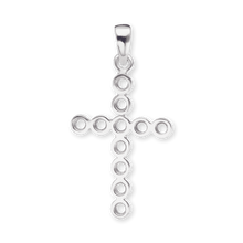 Load image into Gallery viewer, 14K Gold Contemporary Bezel Set Classic Cross 11 Stone Pendant Mounting (30 x 15 mm)