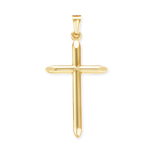Load image into Gallery viewer, ITI NYC Domed Plain Cross Pendant in 14K Gold