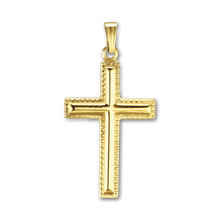 Load image into Gallery viewer, ITI NYC Raised Cross Pendant with Beaded Edge in 14K Gold