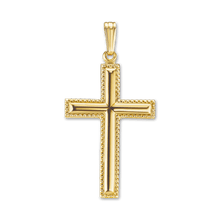 Load image into Gallery viewer, ITI NYC Raised Cross Pendant with Detailed Edge in 14K Gold