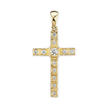 Load image into Gallery viewer, ITI NYC Fancy Cross Pendant with Diamonds in 14K Gold