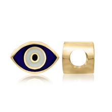 Load image into Gallery viewer, ITI NYC Evil Eye Enamel Beads in Sterling Silver (7.5 x 11.2 mm)