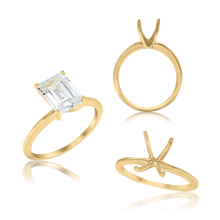 Load image into Gallery viewer, ITI NYC Emerald Shape 4 Prong High TIF Style Solitaire