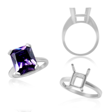 Load image into Gallery viewer, 4 Prong Emerald Basket Solitaire for Colored Stone