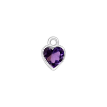 Load image into Gallery viewer, Diamond or Gemstone Heart Bezel Drop Charm in 14K White Gold