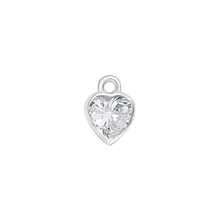 Load image into Gallery viewer, Diamond or Gemstone Heart Bezel Drop Charm in 14K White Gold