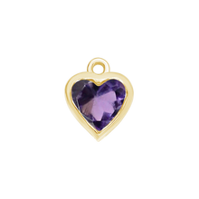 Load image into Gallery viewer, Diamond or Gemstone Heart Bezel Drop Charm in 14K Yellow Gold