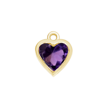 Load image into Gallery viewer, Diamond or Gemstone Heart Bezel Drop Charm in 14K Yellow Gold