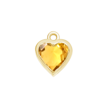 Load image into Gallery viewer, Diamond or Gemstone Heart Bezel Drop Charm in 14K Yellow Gold