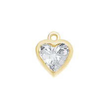 Load image into Gallery viewer, Diamond or Gemstone Heart Bezel Drop Charm in 14K Yellow Gold