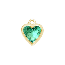 Load image into Gallery viewer, Diamond or Gemstone Heart Bezel Drop Charm in 14K Yellow Gold