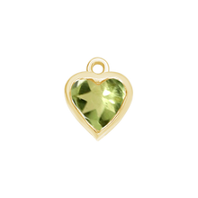Load image into Gallery viewer, Diamond or Gemstone Heart Bezel Drop Charm in 14K Yellow Gold