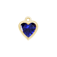 Load image into Gallery viewer, Diamond or Gemstone Heart Bezel Drop Charm in 14K Yellow Gold