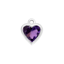Load image into Gallery viewer, Diamond or Gemstone Heart Bezel Drop Charm in 14K White Gold