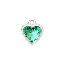 Load image into Gallery viewer, Diamond or Gemstone Heart Bezel Drop Charm in 14K White Gold