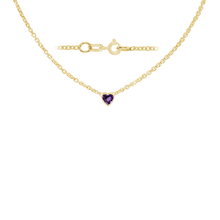 Load image into Gallery viewer, Diamond or Gemstone Heart Bezel in 14K Yellow Diamond Cut Cable Necklace (16-18" Extension)