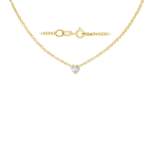 Load image into Gallery viewer, Diamond or Gemstone Heart Bezel in 14K Yellow Round Cable Necklace (16-18" Extension)