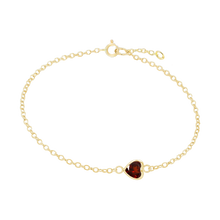 Load image into Gallery viewer, Diamond or Gemstone Heart Bezel Charm in 14K Yellow Diamond Cut Cable Bracelet