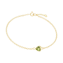 Load image into Gallery viewer, Diamond or Gemstone Heart Bezel Charm in 14K Yellow Diamond Cut Cable Bracelet