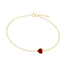 Load image into Gallery viewer, Diamond or Gemstone Heart Bezel Charm in 14K Yellow Round Cable Bracelet