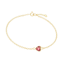 Load image into Gallery viewer, Diamond or Gemstone Heart Bezel Charm in 14K Yellow Diamond Cut Cable Bracelet