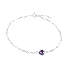 Load image into Gallery viewer, Diamond or Gemstone Heart Bezel Charm in 14K White Round Cable Bracelet