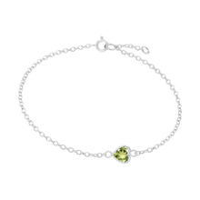 Load image into Gallery viewer, Diamond or Gemstone Heart Bezel Charm in 14K White Round Cable Bracelet