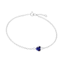 Load image into Gallery viewer, Diamond or Gemstone Heart Bezel Charm in 14K White Round Cable Bracelet