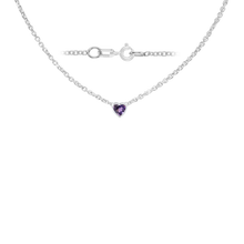 Load image into Gallery viewer, Diamond or Gemstone Heart Bezel in 14K White Diamond Cut Cable Necklace (16-18" Extension)