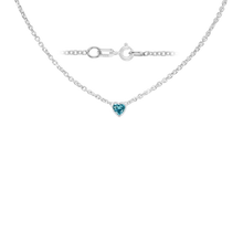 Load image into Gallery viewer, Diamond or Gemstone Heart Bezel in 14K White Round Cable Necklace (16-18" Extension)
