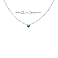 Load image into Gallery viewer, Diamond or Gemstone Heart Bezel in 14K White Round Cable Necklace (16-18" Extension)