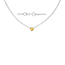 Load image into Gallery viewer, Diamond or Gemstone Heart Bezel in 14K White Round Cable Necklace (16-18" Extension)
