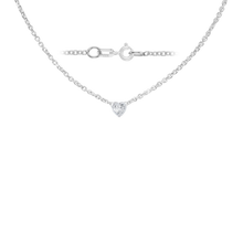 Load image into Gallery viewer, Diamond or Gemstone Heart Bezel in 14K White Round Cable Necklace (16-18" Extension)