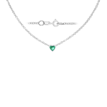 Load image into Gallery viewer, Diamond or Gemstone Heart Bezel in 14K White Round Cable Necklace (16-18" Extension)