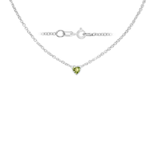 Load image into Gallery viewer, Diamond or Gemstone Heart Bezel in 14K White Round Cable Necklace (16-18" Extension)