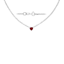 Load image into Gallery viewer, Diamond or Gemstone Heart Bezel in 14K White Round Cable Necklace (16-18" Extension)