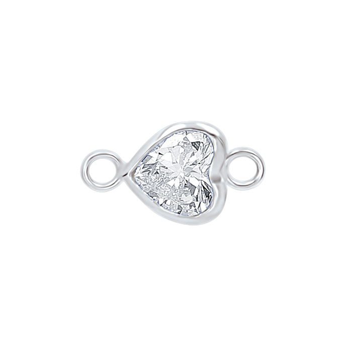 Diamond or Gemstone Heart Bezel Bracelet/Necklace Charm in 14K White Gold