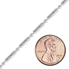 Load image into Gallery viewer, Bulk / Spooled Diamond Cut Alternating Long Cylinder / Round Bead Chain in Sterling Silver (2.30 mm)