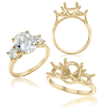 Load image into Gallery viewer, ITI NYC Oval Lucida 4 Prong with Side Stones