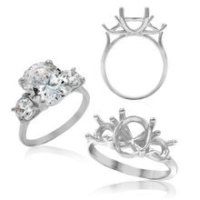 Load image into Gallery viewer, ITI NYC Oval Lucida 4 Prong with Side Stones