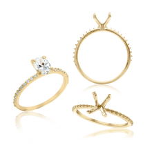 Load image into Gallery viewer, ITI NYC Oval 4 Prong Zinnia with Side Stones Solitaire