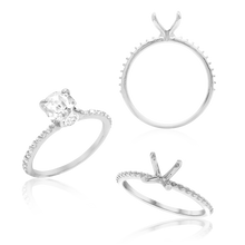 Load image into Gallery viewer, ITI NYC Oval 4 Prong Zinnia with Side Stones Solitaire