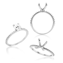 Load image into Gallery viewer, ITI NYC Oval 4 Prong Zinnia with Side Stones Solitaire